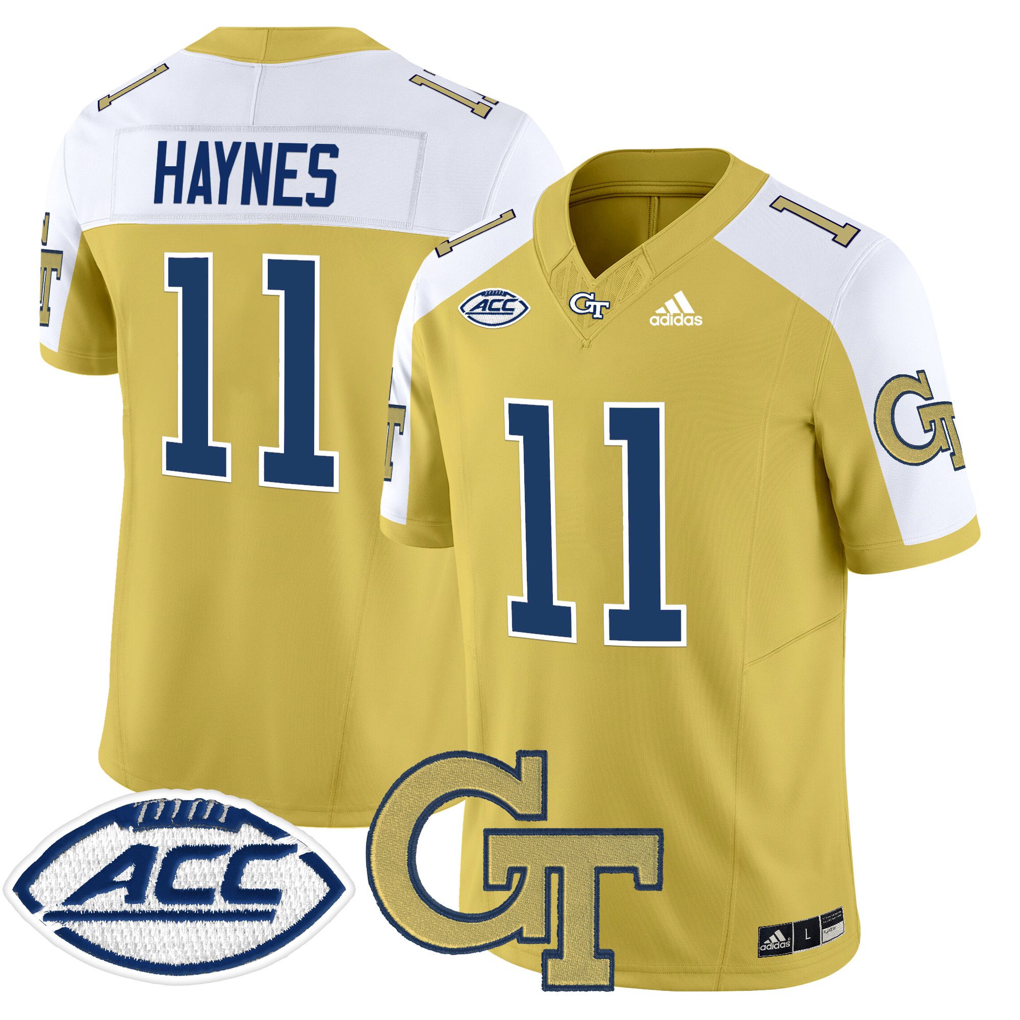 Men Georgia Tech #11 Haynes Yellow Asidas 2024 Vapor Limited NCAA Jersey->customized ncaa jersey->Custom Jersey